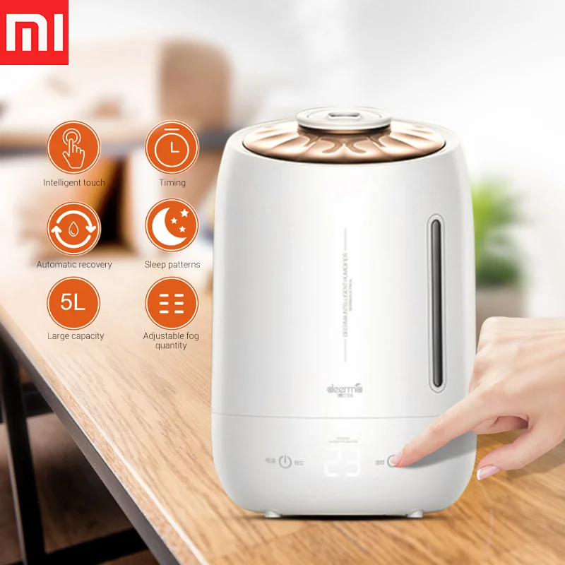 

Deerma 5L Air Humidifier Ultrasonic Fog Quiet Aroma Mist Maker LED Touch Screen Timing Function Home Water Diffuser