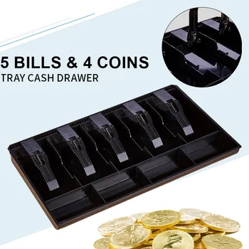 

Store Cash Drawer 5 Grids 4 Coins Garage Sales Shop Cashier Storage Box Stylish ABS Money Tray Security Cash Drawer Register