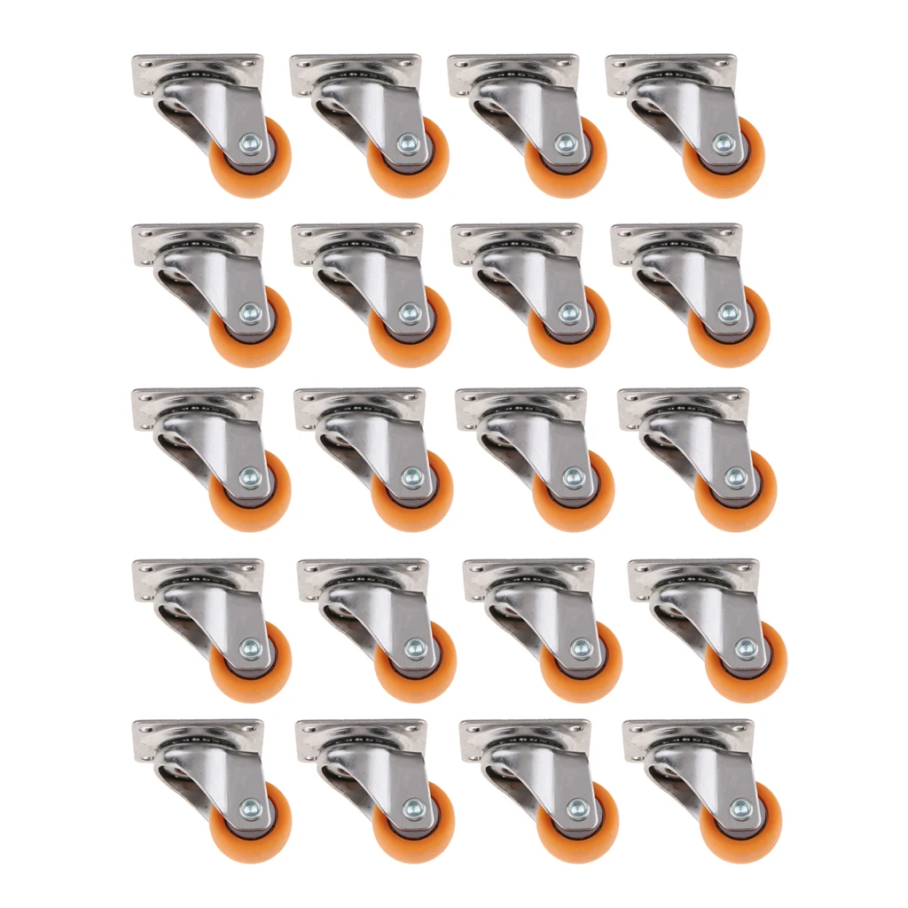 20 Pieces Nylon All Swivel Caster Wheels Plate Caster for Trolleys Wheel 1
