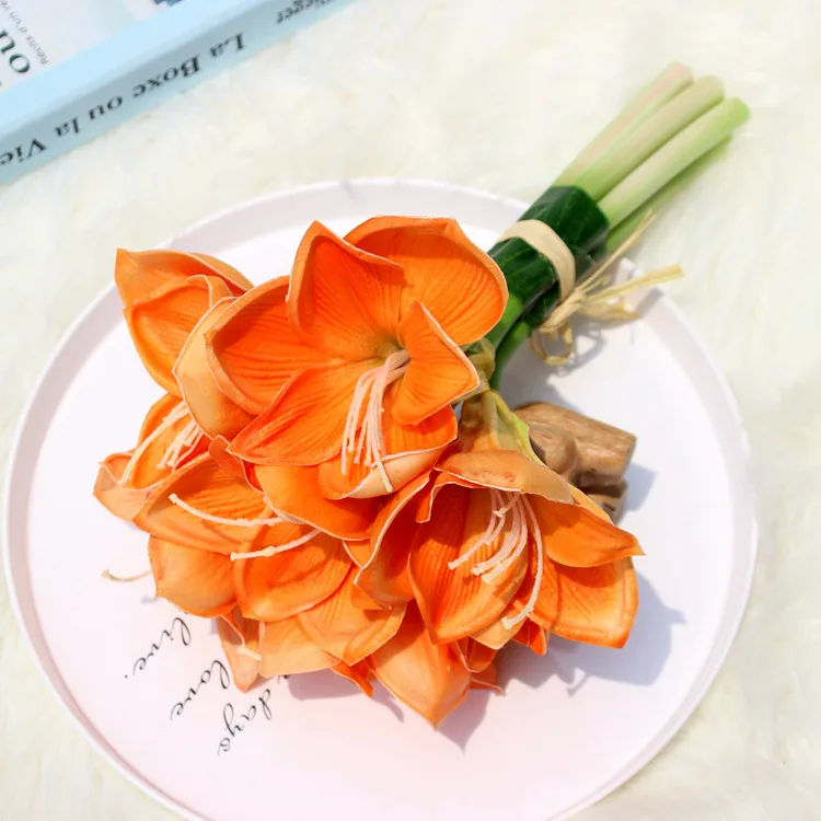 Искусственные цветы орхидеи букет кливии из искусственной кожи 7 цветов домашний