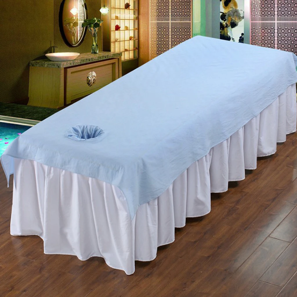 Durable Massage Table Sheet Set Acupuncture Massage Table Bed Fitted Pad Cover Sheet with Face Breath Hole for Beauty Salon SPA