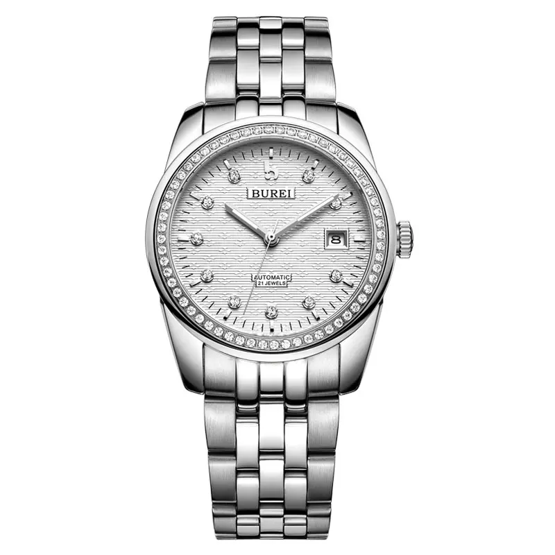 BUREI 5010 Switzerland часы для мужчин люксовый бренд oyster perpetual datejust diamond автоматический самоветер Черный Нержавеющая сталь - Цвет: Золотой