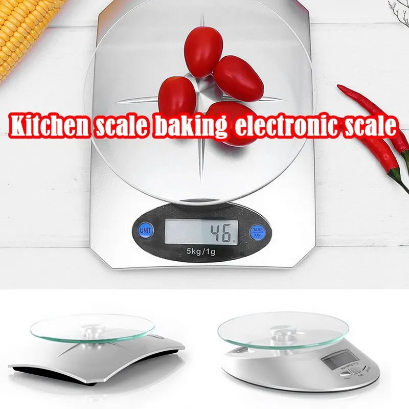 

5kg Digital Kitchen Scale silver Glass Top Food Diet Scale Home Food Scale Kitchen Scale Digital Scale Kitchen baking scale