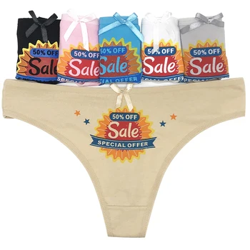 

6PCS Women Cartoon Cute Cotton Briefs Invisible Underwear Printed Panties Low Waist Thongs G Strings Soft Seamless Underpants
