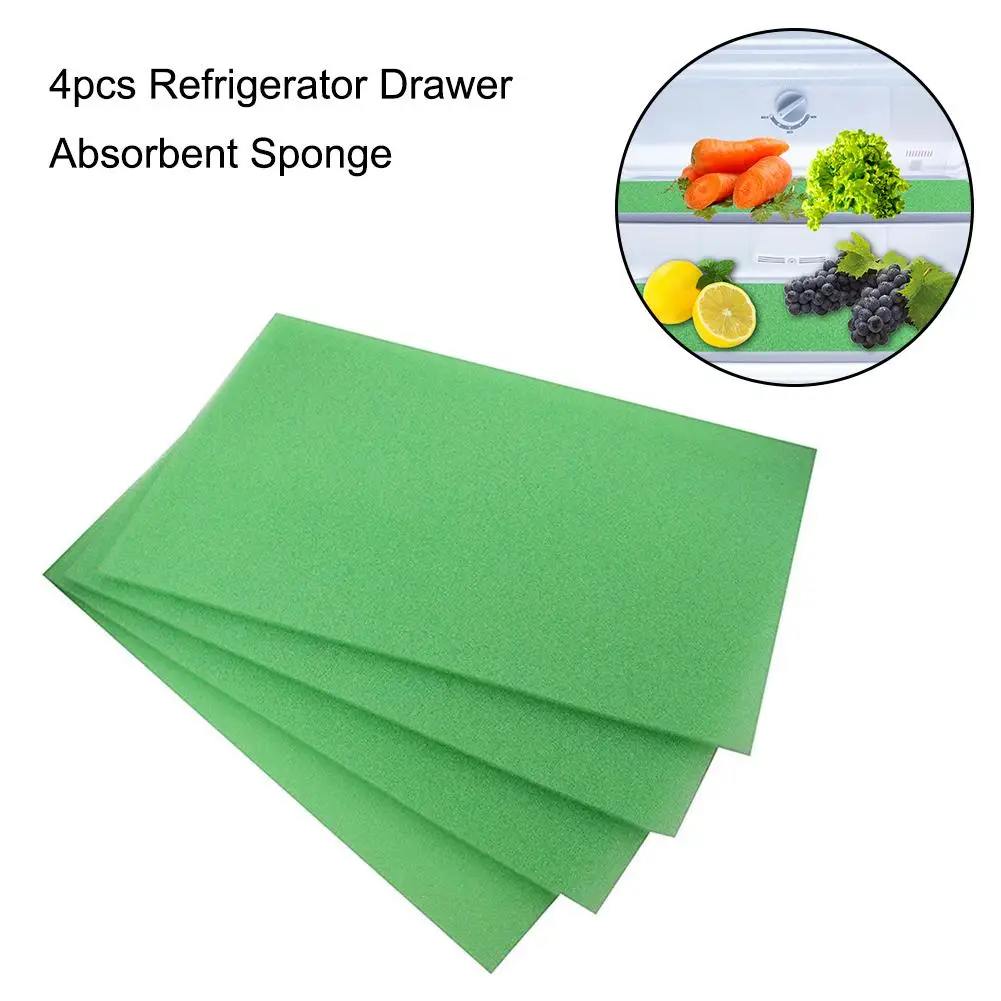 

4 Pcs High Quality Refrigerator Drawer Absorbent Sponge Anti-corrosion Pad Fresh-keeping Mat