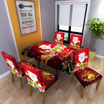 

Christmas Printed Table Chair Cover Elastic Slipcover Protector Cloth / Stretch Short Washable Reusable Table Covers