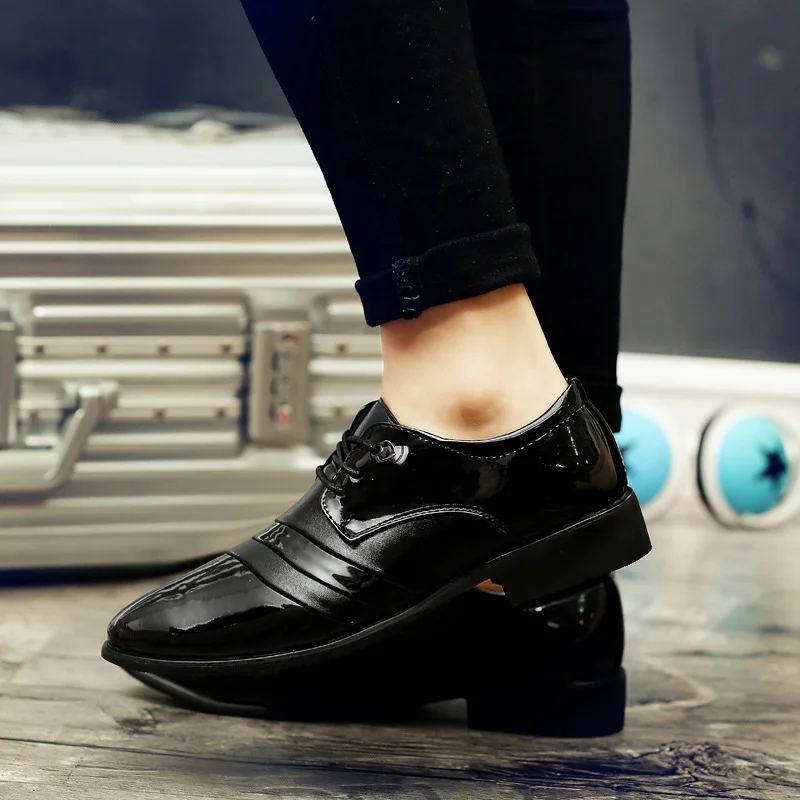 Spring Summer Men Formal Wear Business Small Leather Shoes England Black Tip Korean-style Bandage Cloth Breathable Comfortable C
