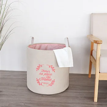 

New 40*40cm Cute Cotton + Linen Hemp Fabric Folding Basket Dirty Cloths Basket Toys Storage Barrel Laundry Hamper
