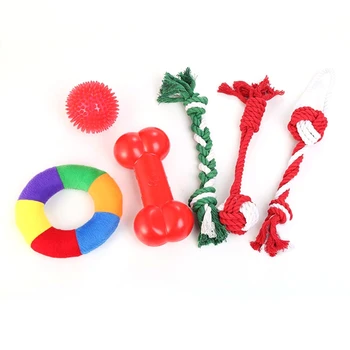 

5 Pcs Christmas Cotton Rope Dog Molar Toys Bite Resistant Soft Durable Teeth Cleaning Knot Indoor Puppy Interactive