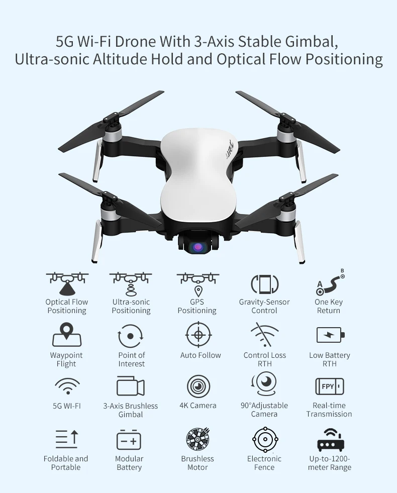 Радиоуправляемый gps Дрон JJRC X12 Квадрокоптер Дроны с 5G 4K камерой HD оптический поток бесщеточный Дрон со стабилизирующим карданом VS F11 B4W