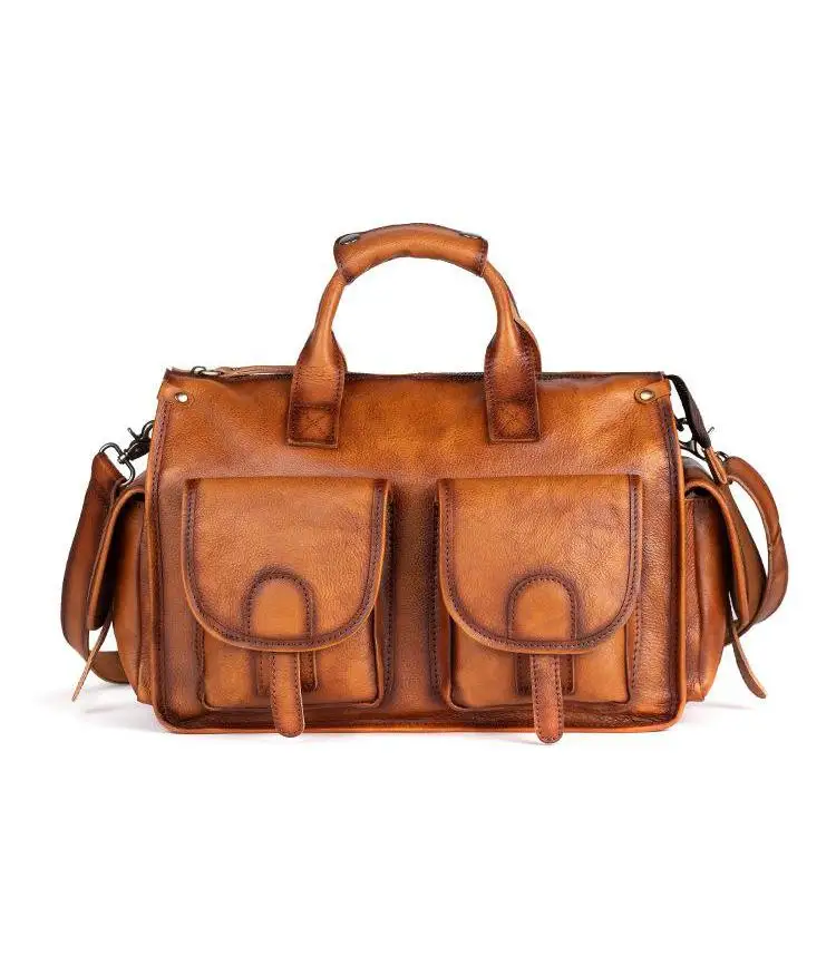 Retro Genuine Leather Men Duffle Bag