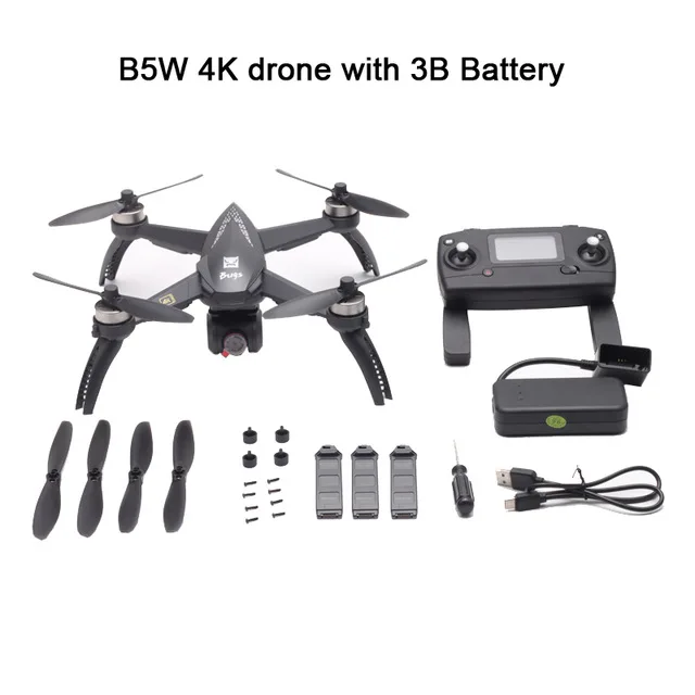 MJX Bugs 5W B5W gps бесщеточный Радиоуправляемый Дрон с 5G 4K Wifi FPV HD, автоматический Квадрокоптер с камерой регулировки VS H117S Радиоуправляемый вертолет Дрон - Цвет: B5W 4K 3Battery