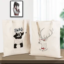 Индивидуальная серия рисунков животных, сумка моющаяся эко-сумка, повседневная многоразовая Холщовая Сумка для покупок, настраиваемая Сумка-тоут