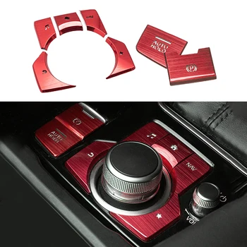 

7pcs Set Key Decorations Aluminum Alloy Red Gear Button Center Console Frame Cover For Mazda CX3 CX-4 CX-5 2019