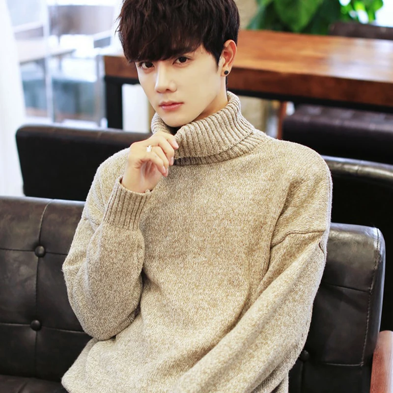 

Turtle Neck Men Thick Sweater Men Autumn Winter Elasticity Twist Turtleneck Long Sleeve Pullover Sweaters Mens Casual Classic