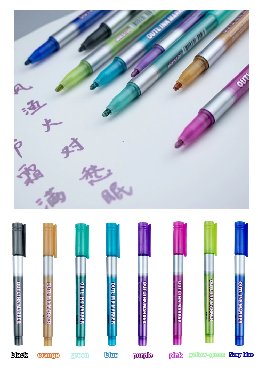 12 Color Double Line Outline Art Pen Marker Pen DIY Graffiti Outline Marker Pen Highlighter Scrapbook Bullet Diary Poster Card