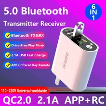 Bluetooth приемник передатчик Bluetooth 5,0 стерео аудио адаптер для Aripods 2.1A USB быстрое зарядное устройство приложение+ пульт дистанционного управления