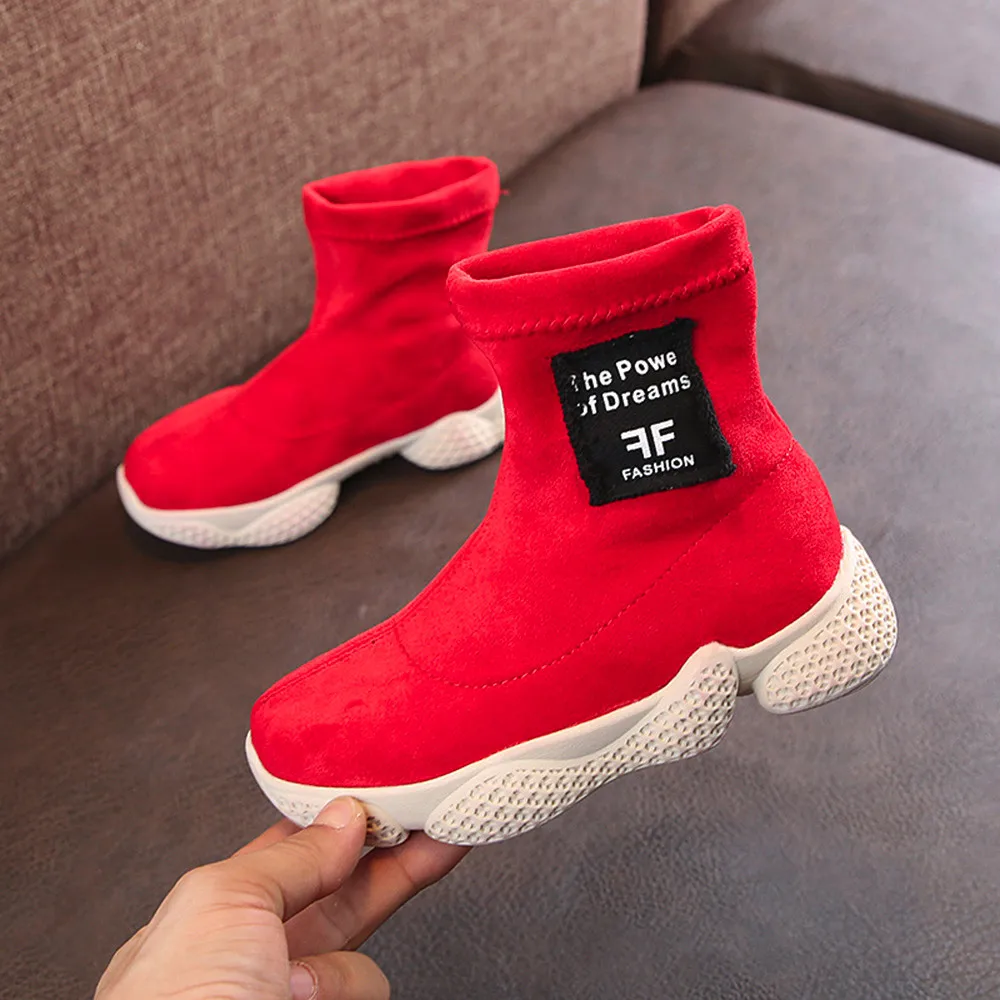 Kid Toddler Baby Boys Girls Letter Print Warm Ankle Boots Sport Shoes Sneaker Children's High Boots