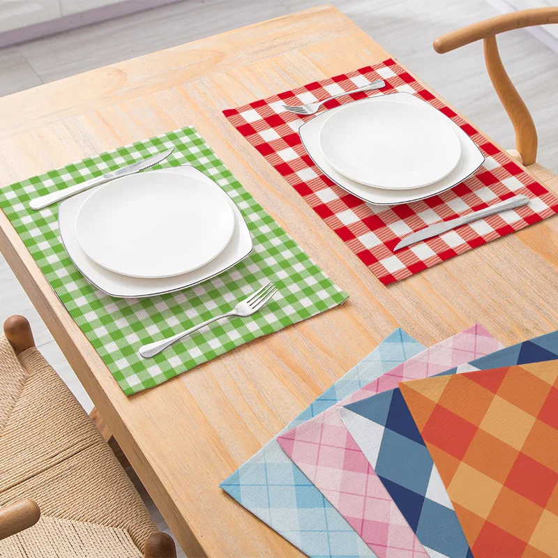 

Creative Waterproof Oil Proof Non-Slip Placemat Plaids Table Mat Antiskid Cup Heat-insulated Kitchen Drawer Dinning Bowl Pad Mat