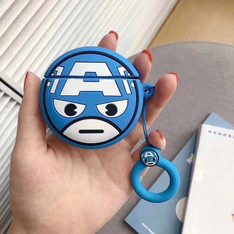 Captain America Дизайнерский чехол V для airpods superheros, Силиконовая защита, милый чехол airpod для apple, bluetooth, чехол для наушников, чехол s 3D - Color: Captain America