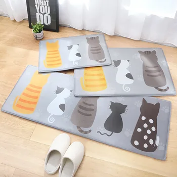 

1.2cm Thicken Cat Animal Cartoon Kitchen Mat Anti-slip Long Bedroom Floor Mats Carpet Hallway Rug Slow Rebound Entrance Doormat