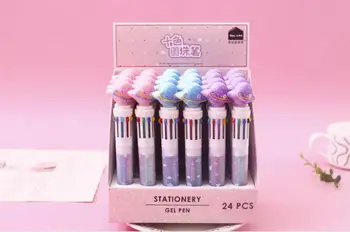 

10 color candy star multicolor ballpoint pen cartoon school stationery prize kawaii hand account pen office write pen 24pc/lot
