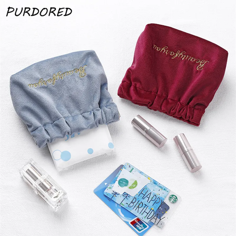 PURDORED 1 Pc Women Cosmetic Bag Mini Makeup Bag Travel Small Make Up Pouch  Lipstick Organizer Trousse Maquillage