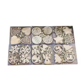 

1 Set Happy New Year Wooden Angel Snowflake Christmas Pendants Craft Christmas Tree Decoration for Home Ornaments