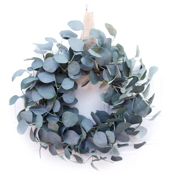 

15inch Artificial Eucalyptus Front Door Wreath Handcrafted Wreath for Front Door Outdoor Home Wall Party Wedding Decor
