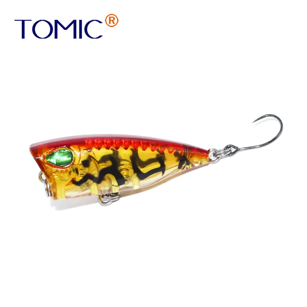 

Tomic 4cm popper lures ultralight micro hard bait single hook top water trout pike fishing lures pesca