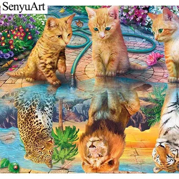 

5D Puzzle Diamond Painting Full Round Drill Cuadros Animals Dogs Cats Embroidery Mosaic Cross-stitch Arts Kits Anime Decorations