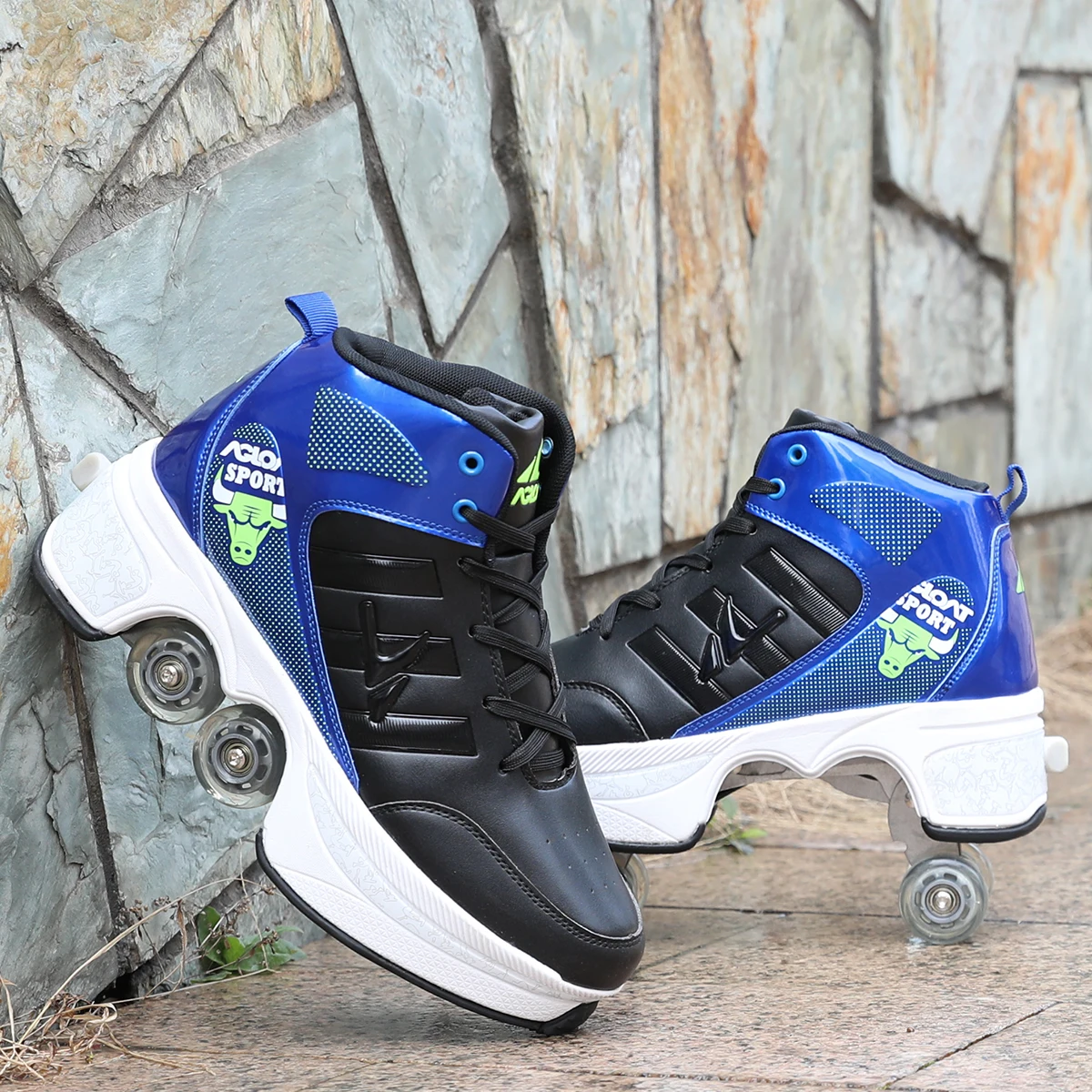 NEW-8 Hot Shoes Casual Sneakers Walk+Skates Deform Wheel Skates for Adult Men Women Unisex Couple Childred Runaway Skates Four-wheeled - Цвет: NEW-8