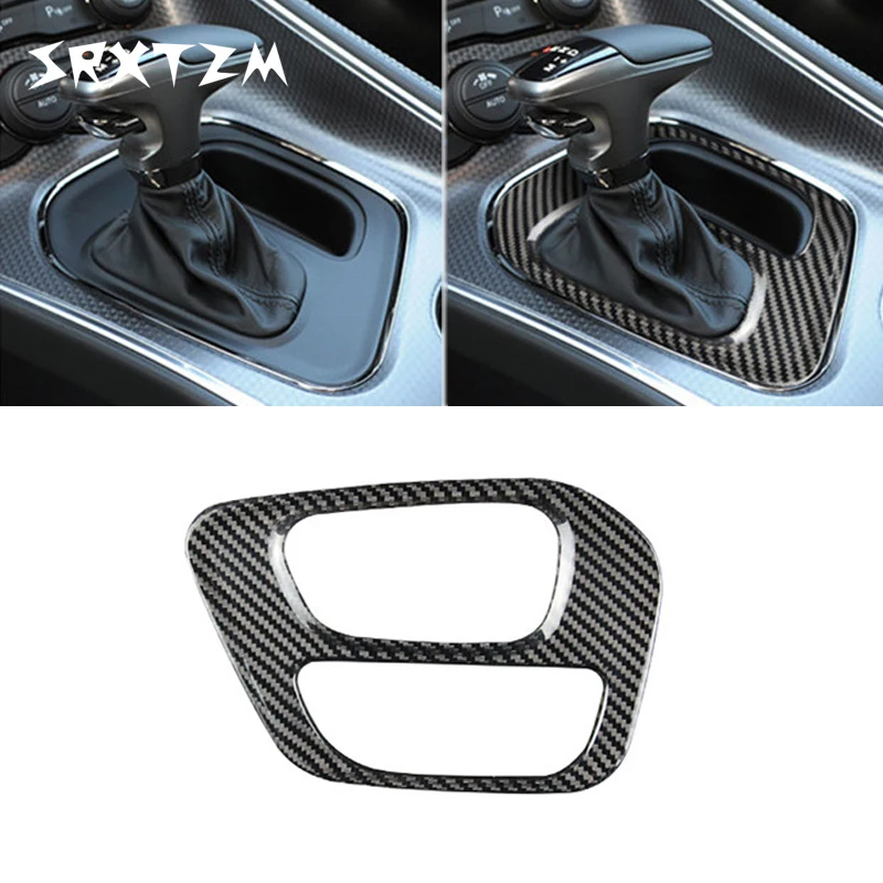 

LHD for Dodge Challenger 2015-2020 Accessories Real Carbon Fiber Sticker Gear Shift Panel Cover Interior Trim