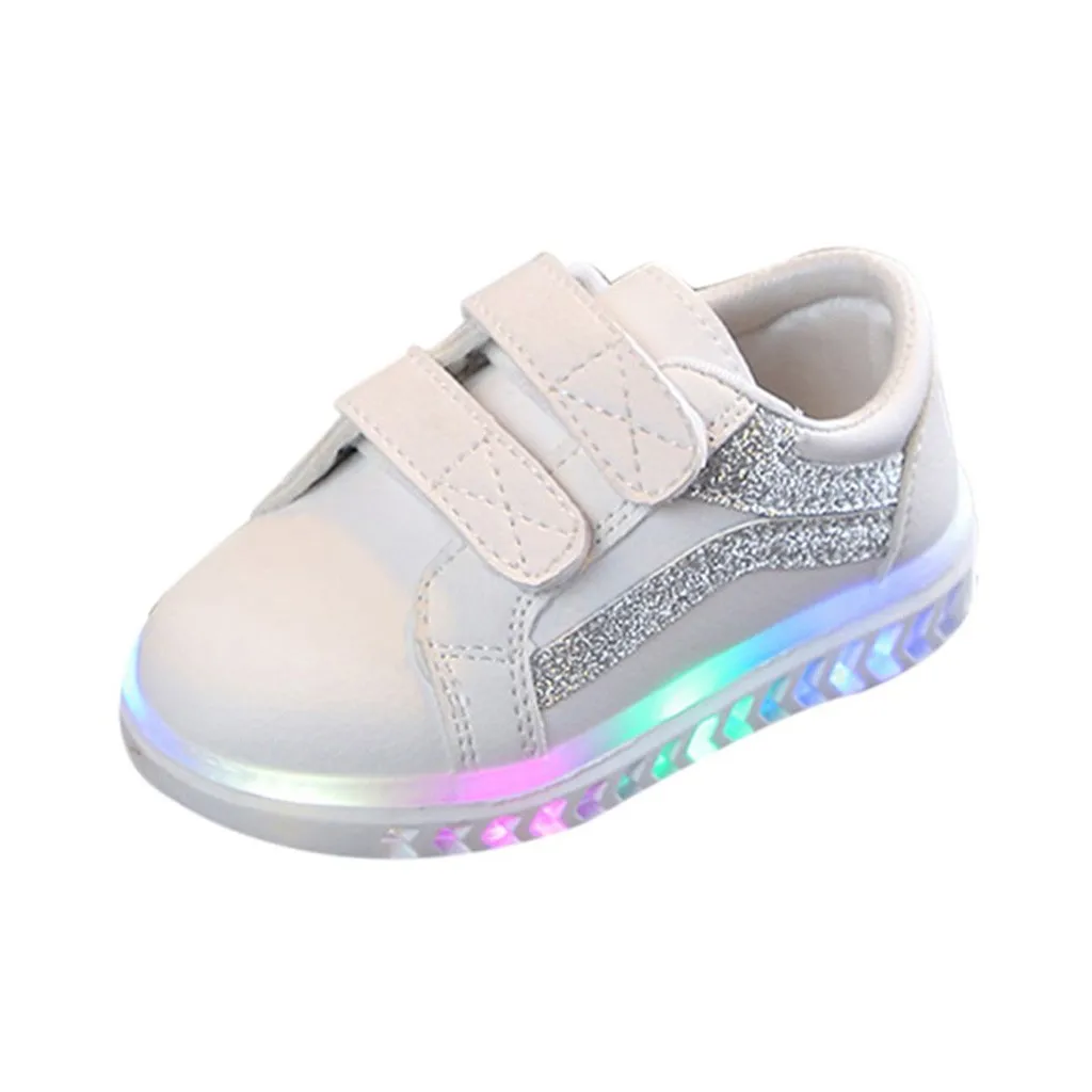 Детская одежда для мальчиков и девочек полосатые туфли на плоской подошве с украшением; со светящимися вставками спортивная обувь кроссовки