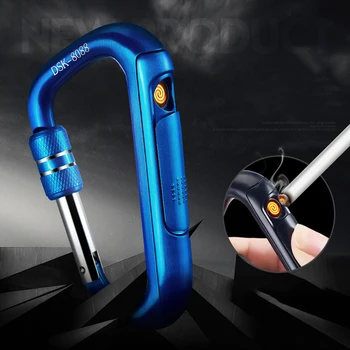 

Electric Lighters USB Charging Lighter key chain Metal Portable Carabiner Flameless Rechargeable Windproof Plasma Lighter