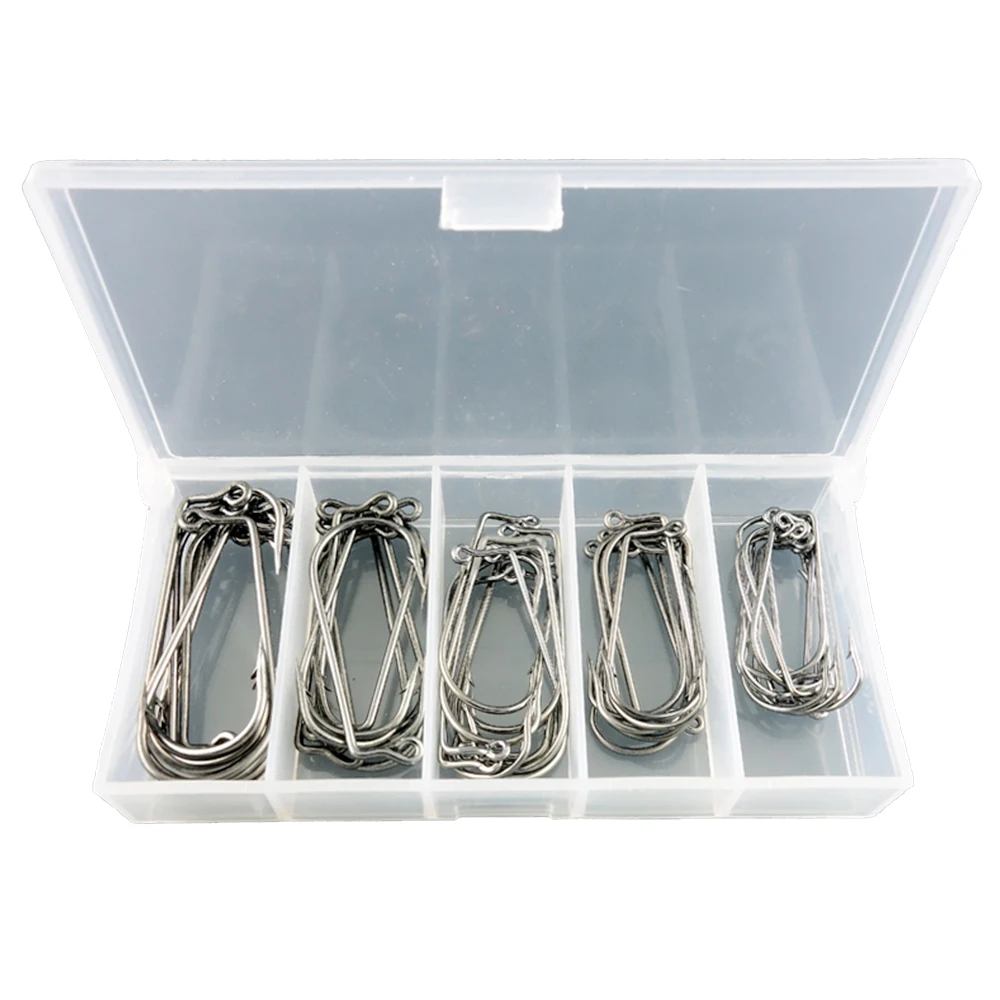 Flat Mouth Hook Fishhooks Gadget Carp Barbed 50PCS Strong Hooks Bait Holder Sturgeon Fishing Tackle Outdoor Tool Tuna