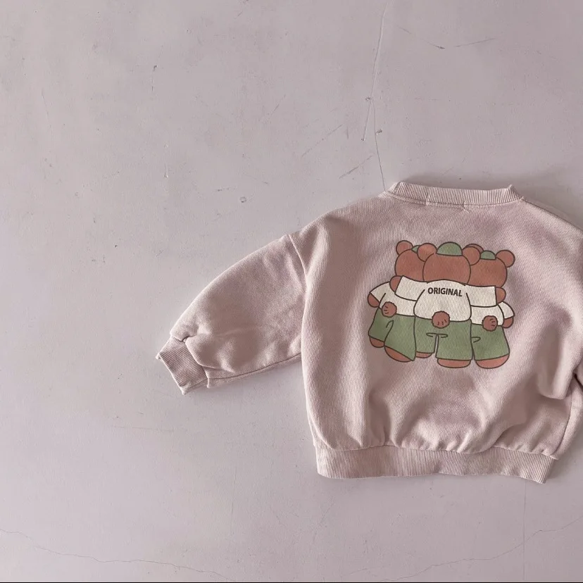 Description Picture 3 of itemFashion Cartoon Print Baby Long Sleeve Tops Kids Casual Sweatshirt For Boys Cute Bear Pattern Pullover Cotton Baby Girl Hoodie