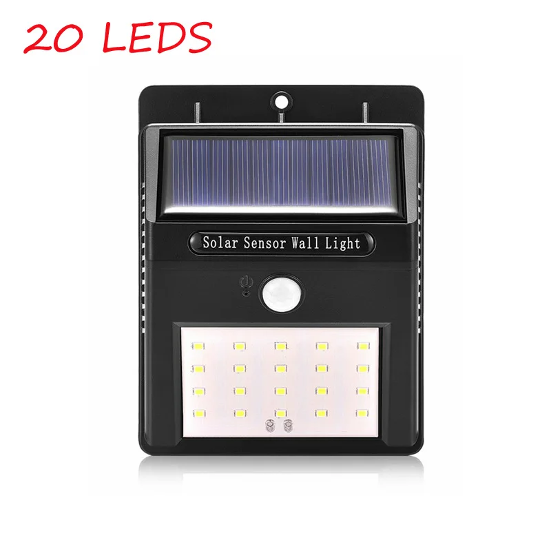 20 LEDS solar light Солнечная лампа 118 светодиодный PIR датчик движения лампа на открытом воздухе IP65 водонепроницаемый Солнечный садовый светильник s аварийный светильник безопасности Солнечная настенная лампа - Испускаемый цвет: 20 LEDS solar light