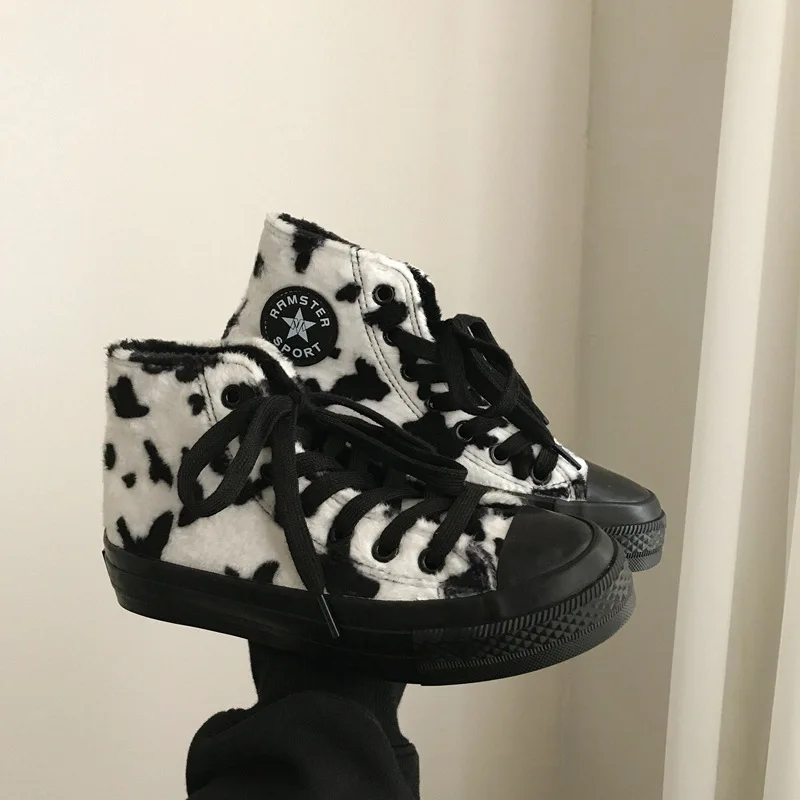 Плюшевые теплые парусиновые туфли для девочек Вельветовая ткань однотонные