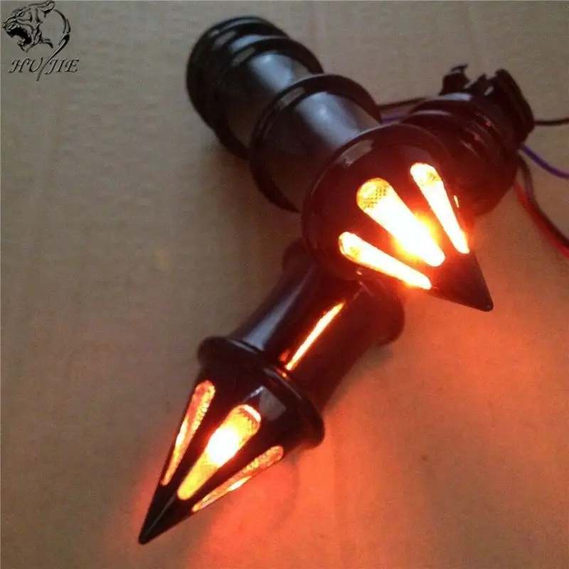 Пара шип " Руль ручные ручки w/поворотные сигнальные огни индикатор мотоцикл для Kawasaki Vulcan 500 800 900 1500 1600 2000 Blac