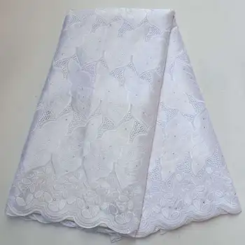 

High Quality Swiss Voile Lace Rhinestones African embroidered Lace Fabric 2019 African Nigerian 100% cotton Lace Fabric XDR01