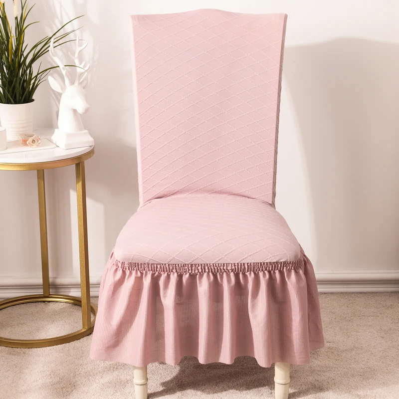 SunnyRain 4-Piece Luxury Chair Cover with Skirt Spandex Chair Cover Set Elastic Dining Chair Covers Slipcover for Dining Chair