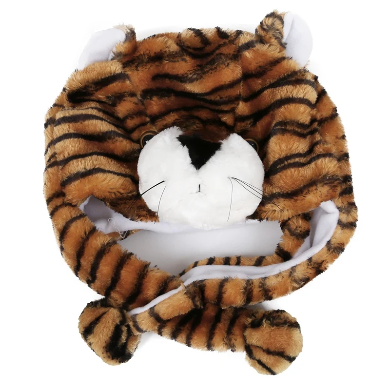 2 шт детская шапка с шарфом из искусственного меха, детская зимняя шапка, классный подарок-коричневый тигр и белый тигр