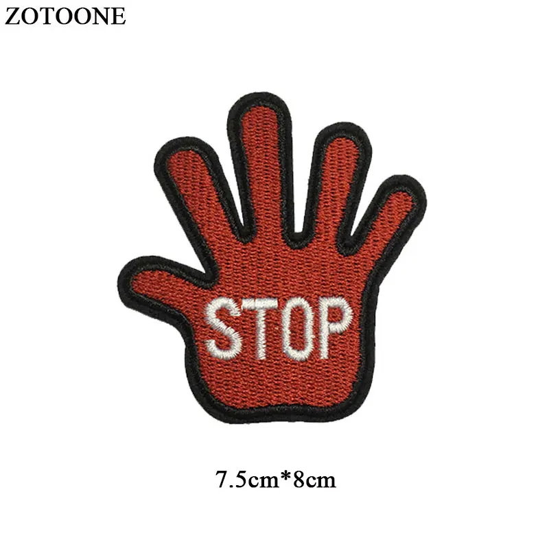 

ZOTOONE Iron on Gesture Patches for Clothing T-shirt Red Badges Embroidered DIY Cool Patch Sew Stripe on Clothes Applique G