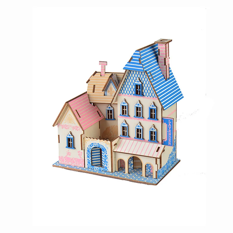 

3d Children's Wooden Jigsaw Puzzle Wooden Jigsaw Puzzle Diy Puzzle Handmade House Model