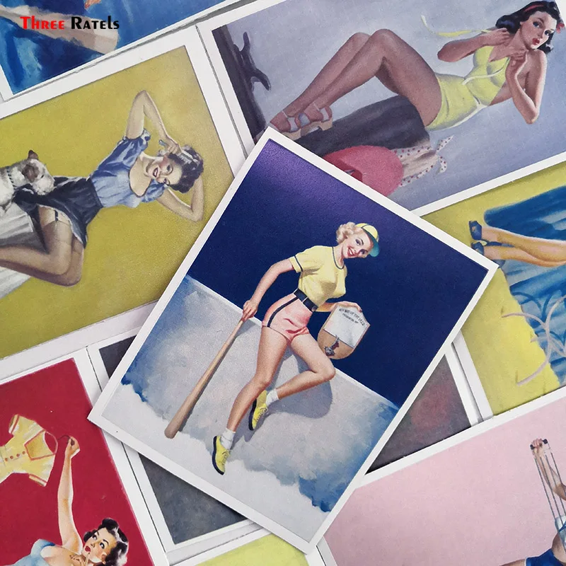 Винтажная водостойкая наклейка Three Ratels с сексуальной девушкой наклейки для