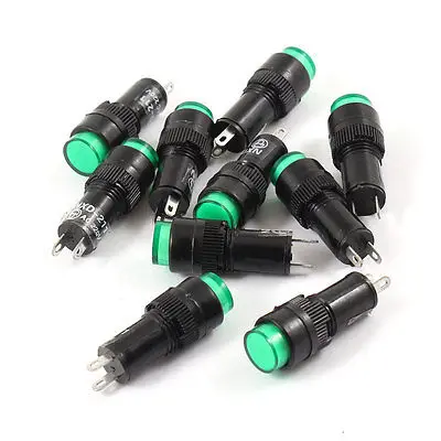 10 шт. AC220V зеленый световой индикатор для электрической цепи
