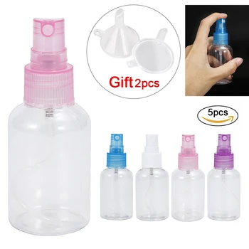 

5PCS Fine Mist Spray Bottle Portable Plastic Empty Containers Transparent Travel Bottles (Random Color,30ml)