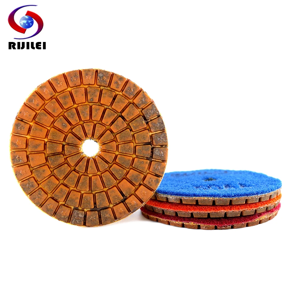 Rijilei 4pcs 80mm Diamond Polishing Pads 3inch Wet Copper Bond