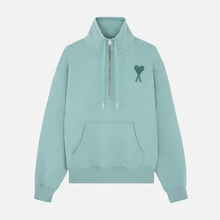 

High quality cotton embroidery love half zipper stand collar long sleeve coat men's and women's sports fitness warm top